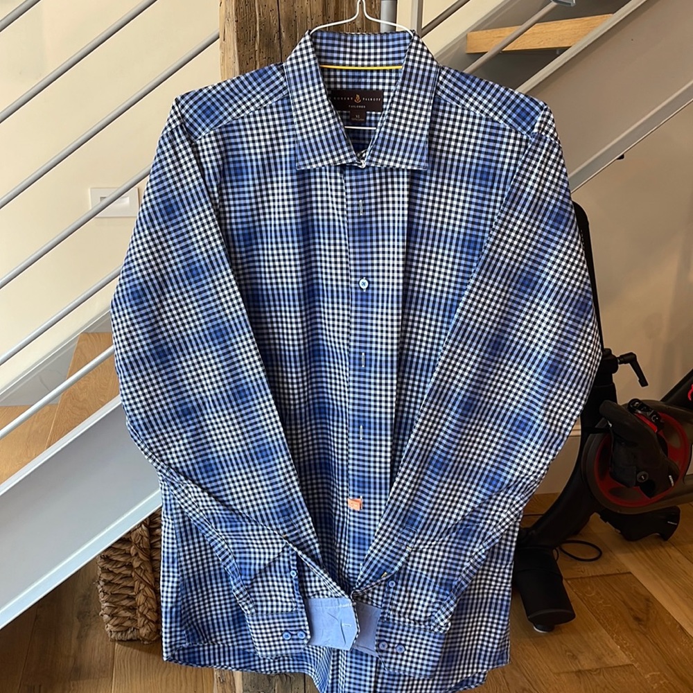 Robert Talbott. Tailored Fit. XL. Blue check.